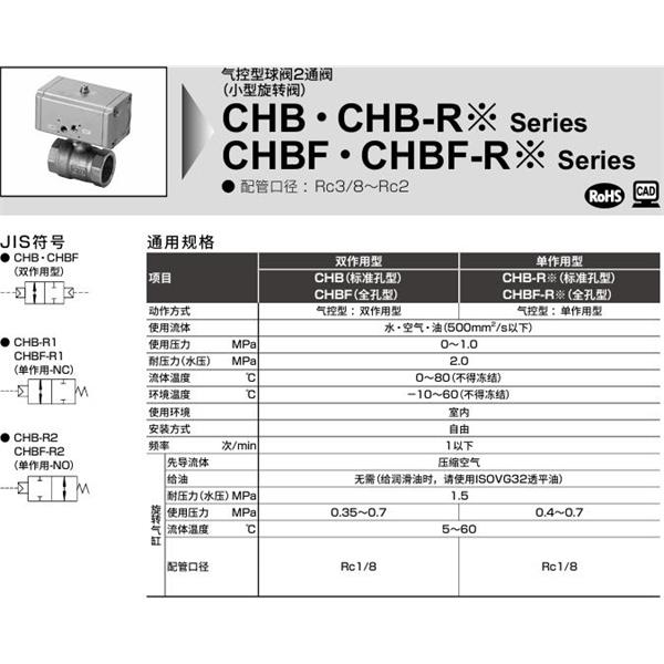 CKD喜開理氣控式球閥2?3通閥CHB-R1-10